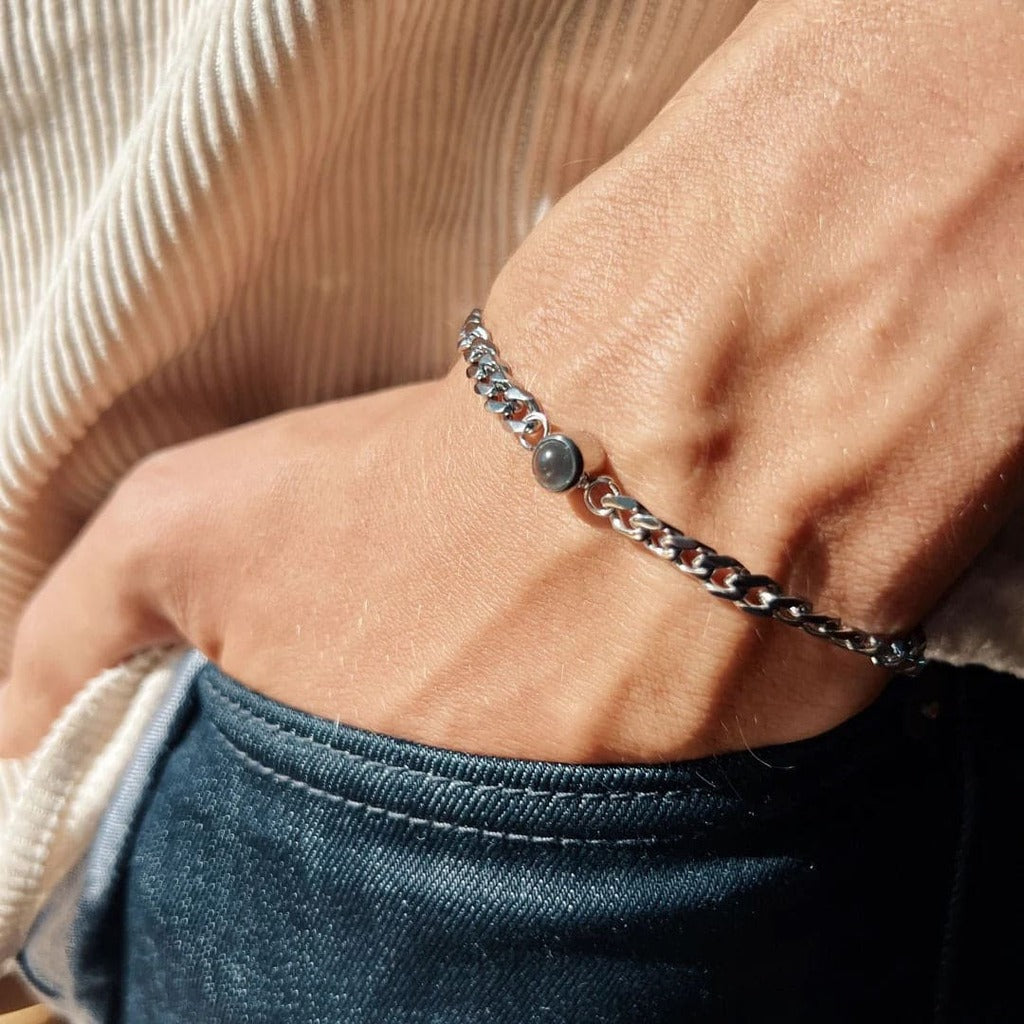Bracelet photo personnalisé en chaîne